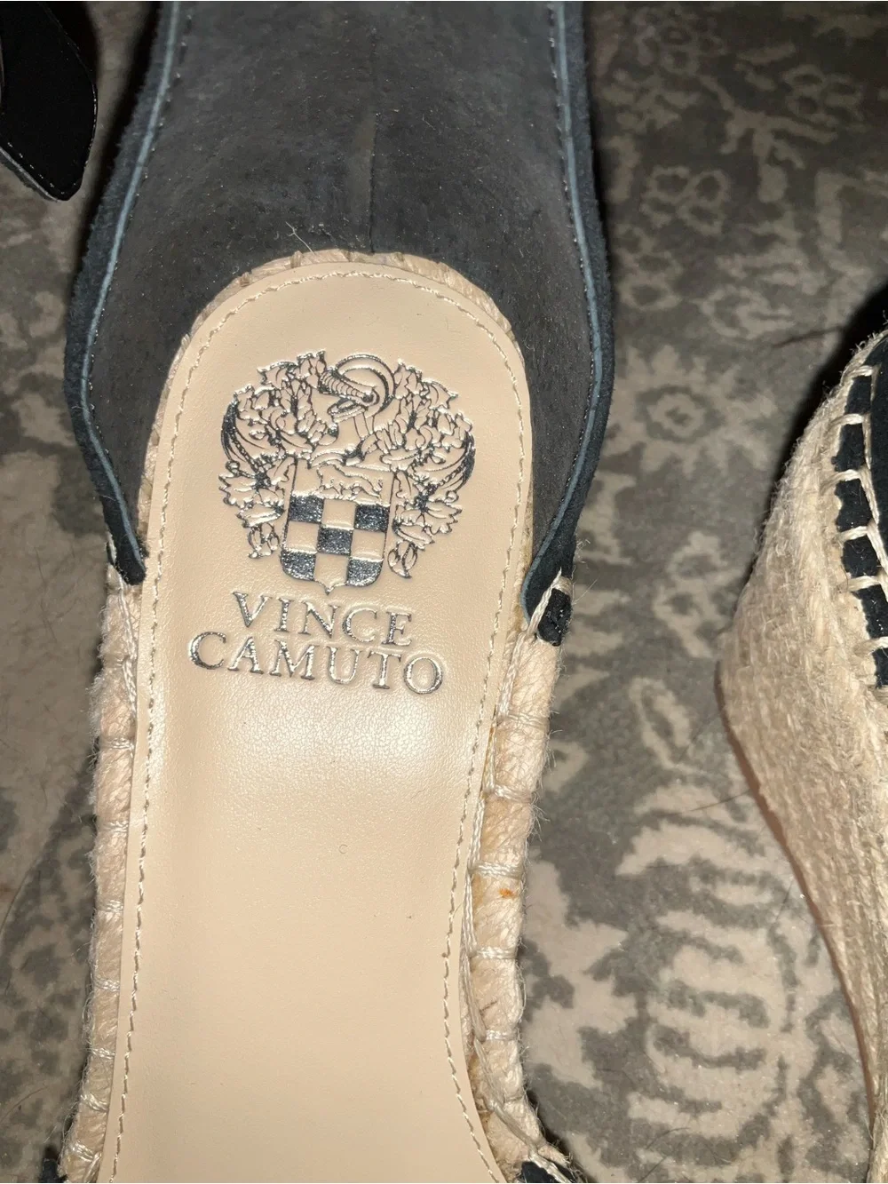 Vince Camuto Black Espadrille Ankle-Strap Sandals
